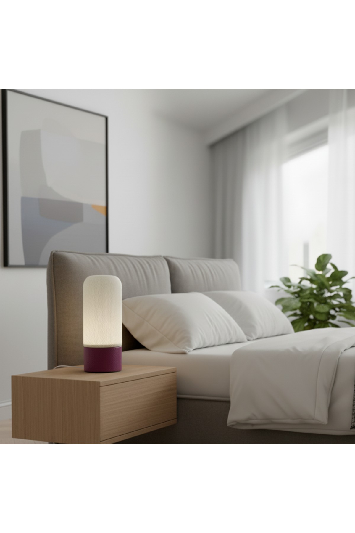 GECE LAMBASI MASA LAMBASI ABAJUR-UZAKTAN KUMANDALI RGB AMPUL VE ANAHTARLI ELEKTRİK KABLOLU DUY DAHİL