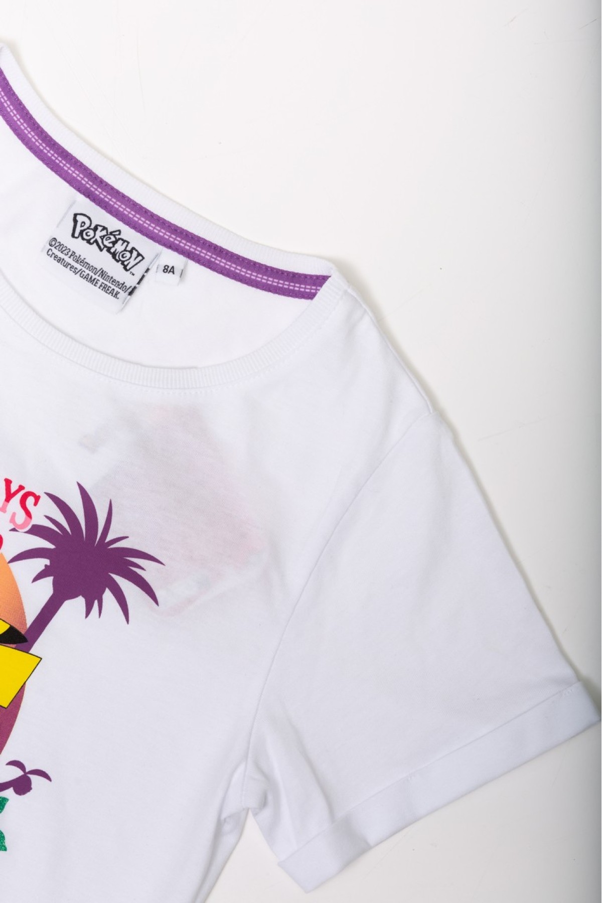 Giyimod Pokemon Pıkachu Simli Baskılı Pamuk Cocuk Tshirt 54938-BEYAZ