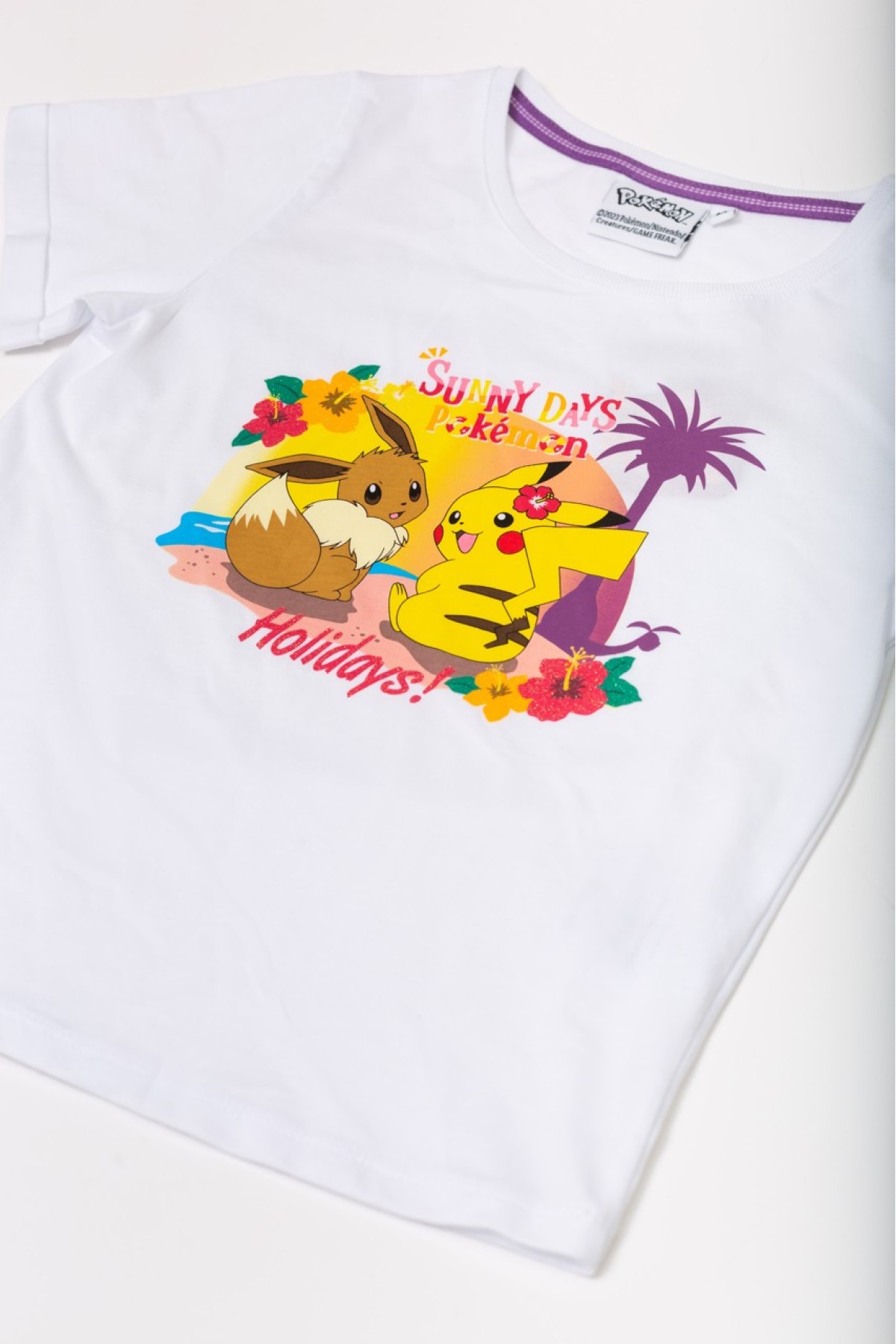 Giyimod Pokemon Pıkachu Simli Baskılı Pamuk Cocuk Tshirt 54938-BEYAZ
