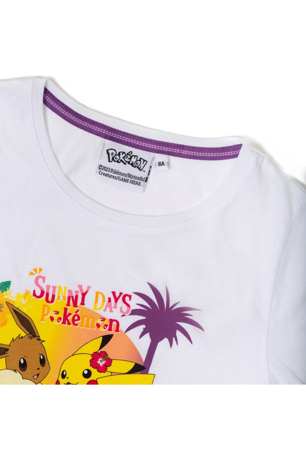 Giyimod Pokemon Pıkachu Simli Baskılı Pamuk Cocuk Tshirt 54938-BEYAZ